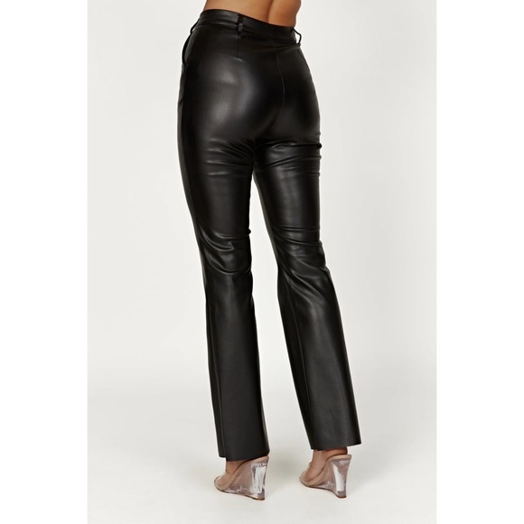 Meshki Tyra Black Straight Leg Faux Leather Pants Sz S - Picture 2 of 11